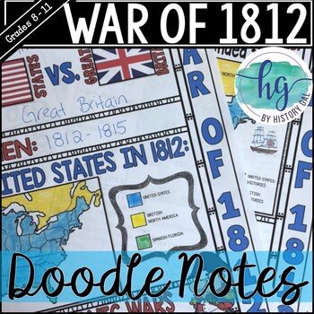 Preview of War of 1812 Doodle Notes and Digital Guided Notes