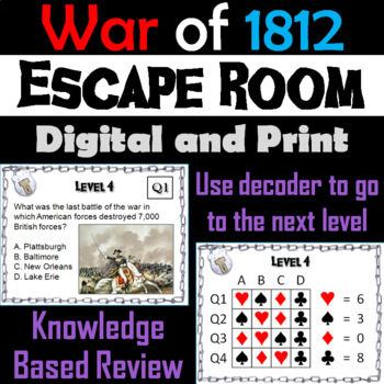 Preview of War of 1812 Activity Escape Room - Social Studies