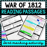 War of 1812 Reading Passages, Questions and Text Marking +