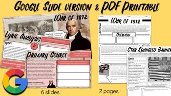 Preview of War of 1812 & Star Spangled Banner Lesson