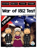 War of 1812 Test (Quiz) War of 1812 Assessment Template Wo
