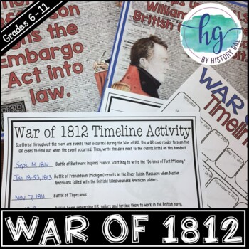 Preview of War of 1812 Timeline Activity (With and Without QR Codes)