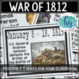 War of 1812 Timeline Printable for Bulletin Boards and His