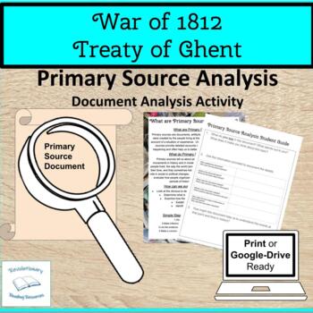 Preview of War of 1812 Treaty of Ghent Primary Source Document Analysis