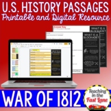 War of 1812 - US History Reading Comprehension Passages - 