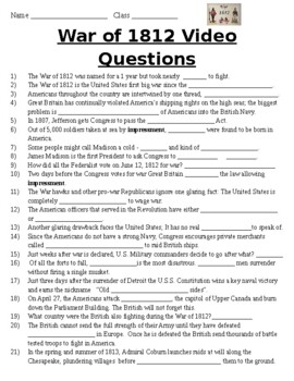 the war of 1812 worksheet answer key