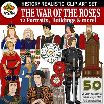Preview of War of the Roses - 50 History Realistic Clipart set
