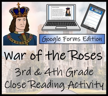 Preview of War of the Roses Close Reading Activity Digital & Print | 3rd Grade & 4th Grade