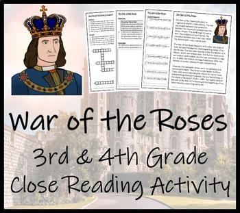 Preview of War of the Roses Close Reading Comprehension Activity | 3rd Grade & 4th Grade