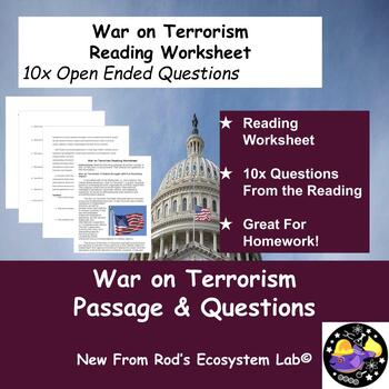 Preview of War on Terrorism Reading Worksheet w/Answer Key **Editable**