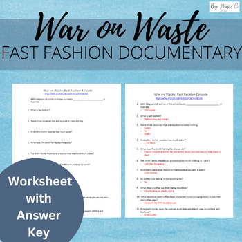 Preview of War on Waste: Fast Fashion (worksheet) | Distance learning
