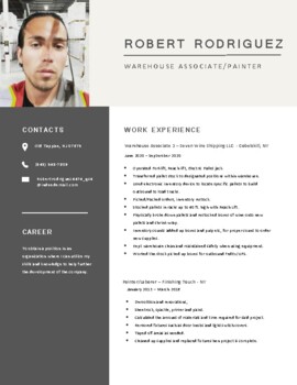 Preview of Warehouse/Painter Professional Resume