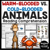 Warm-Blooded vs. Cold-Blooded Animals Reading Comprehensio