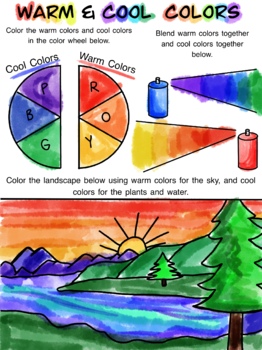 Preview of Warm & Cool Color Mixing Worksheet