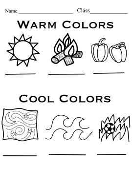 Preview of Warm & Cool Colors Worksheet