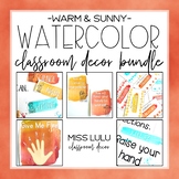 Warm & Sunny Watercolor Classroom Decor Bundle
