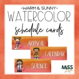 Warm & Sunny Watercolor Classroom Decor Schedule Cards - Editable