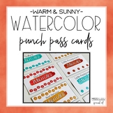 Warm & Sunny Watercolor Editable Punch Pass Cards