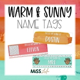 Warm & Sunny Watercolor Name Tags {Editable}