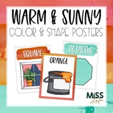 Warm & Sunny Watercolor Shape and Color Posters
