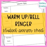 Bell Ringer Recording Sheet (Warm Ups)