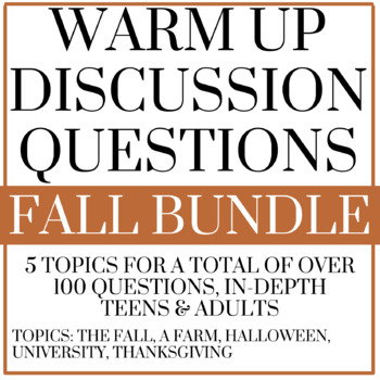 Preview of Warm Up Discussion Questions - FALL Bundle - Thanksgiving / Halloween / Autumn