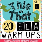 Bell Ringers:  20 Daily ELA Warm-Ups (Google Classroom Com
