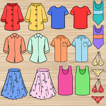 Warm Weather Clothing Clipart for Spring and Summer by Pigknit Clipart