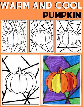 Preview of Warm and Cool Colors Pumpkin - Geometric - Halloween - Fall - Autumn Art Project