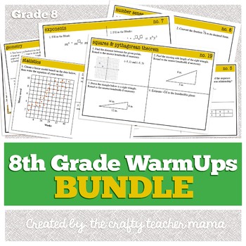 Preview of WarmUps Bundle: 8th Grade Math (Common Core Standards)