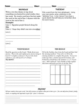 Preview of Warmup Bellringer templates for Social Studies