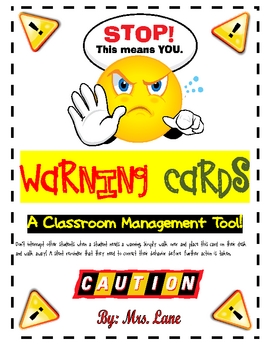 Preview of Warning Cards (A Classroom Management Tool!)