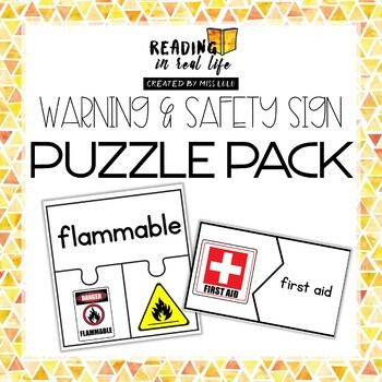 Preview of Warning & Safety Sign Puzzles {Reading in Real Life} Printable + Google Slides