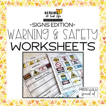 Preview of Warning & Safety Signs Functional Sight Words Worksheets 