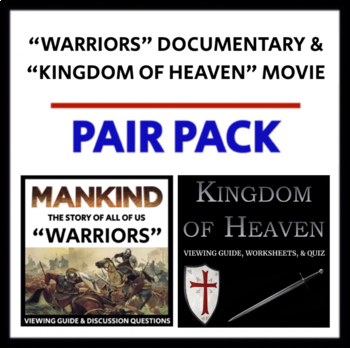 Preview of Warriors & Kingdom of Heaven - PAIR PACK - 2 Viewing Guides for the Crusades