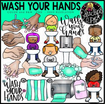 Preview of Wash Your Hands Clip Art Bundle {Educlips Clipart}