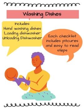 Preview of Washing Dishes Checklist with Visuals