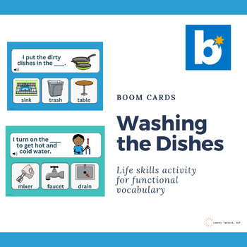Preview of Boom Cards - Washing Dishes -Functional Vocabulary Sentences - Digital Learning