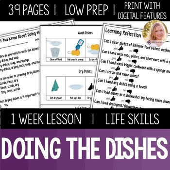 Preview of Washing Dishes Lesson Functional Life Skills Special Education