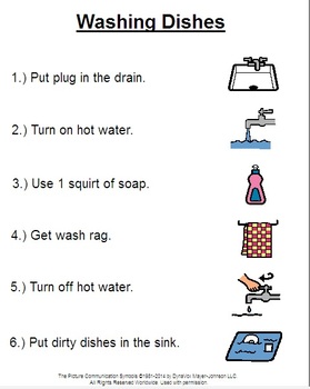 Washing Dishes Visual Cue by Julie Horn | Teachers Pay Teachers