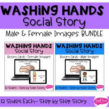 Preview of Washing Hands- BUNDLE -Visual Social Story- Boom Cards- Potty Steps- Bathroom