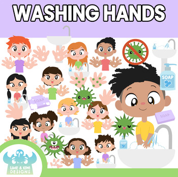 Preview of Washing Hands Clipart (Lime and Kiwi Designs)