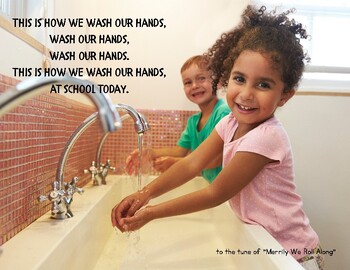 Preview of Washing Hands Song Printable Poster Sign for Classroom Bathroom Sink