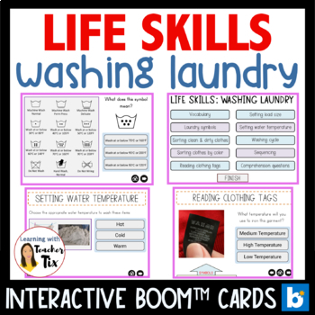 Preview of Washing Laundry for Special Education Life Skills class Boom™ Cards
