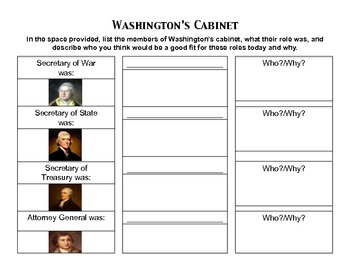 Washington Cabinet By Mr Fro Teachers Pay Teachers