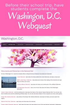 Preview of Washington, D.C. Webquest