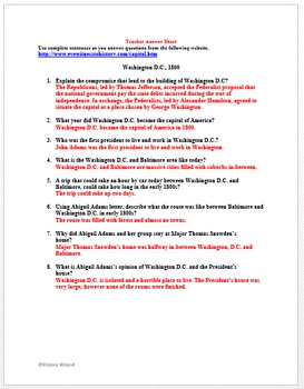 washington dc in 1800 primary source worksheet by history wizard