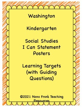 Preview of Washington Kindergarten Social Studies I Can Statement Posters