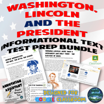 Preview of Washington, Lincoln / Presidential ELA Test Prep Bundle for Google Classroom