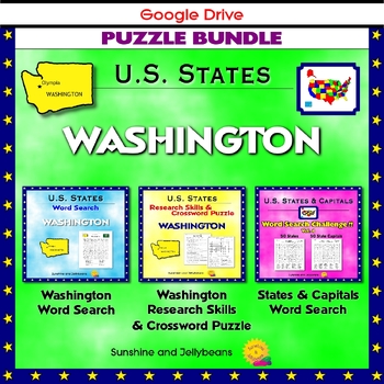 Preview of Washington Puzzle BUNDLE - Word Search & Crossword - U.S. States - Google